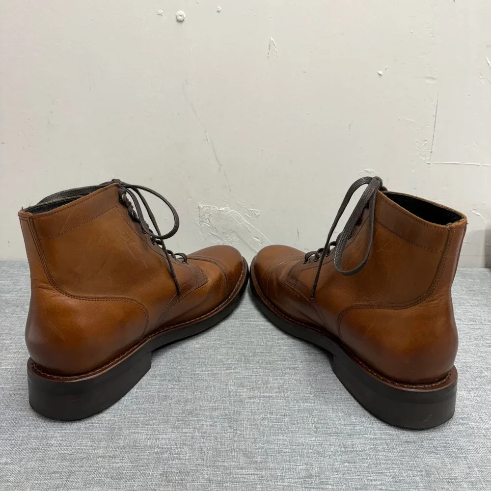 Thursday Boot Co Captain Boots Men 10.5 Brandy Leather Cap Toe Goodyear Welt